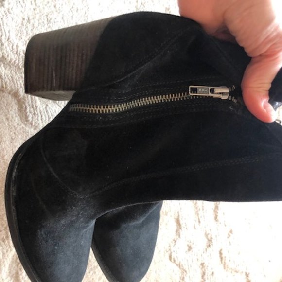Black suede, side zip boots (3 1/4") - Picture 3 of 3